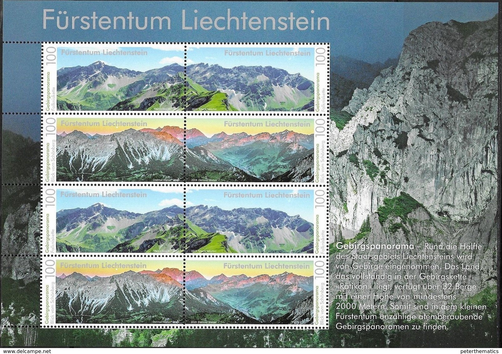 LIECHTENSTEIN, 2019, MNH,MOUNTAINS, PANORAMA, SHEETLET OF 2 SETS, NICE! - Other & Unclassified