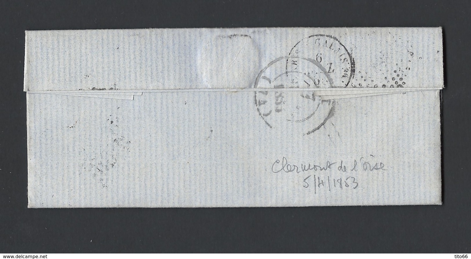 Napoléon 14 A Sur Lettre Avec Correspondance De Clermont De L' Oise Vers Eu Du 5 Avril 1855 - 1849-1876: Période Classique