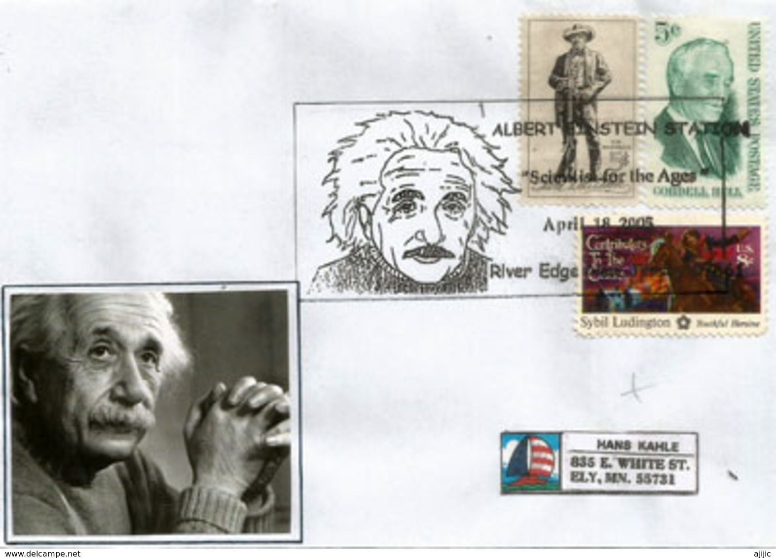 USA. Albert Einstein,Prix Nobel De Physique (1921), Enveloppe Souvenir River Edge , New-Jersey 2005 - Prix Nobel