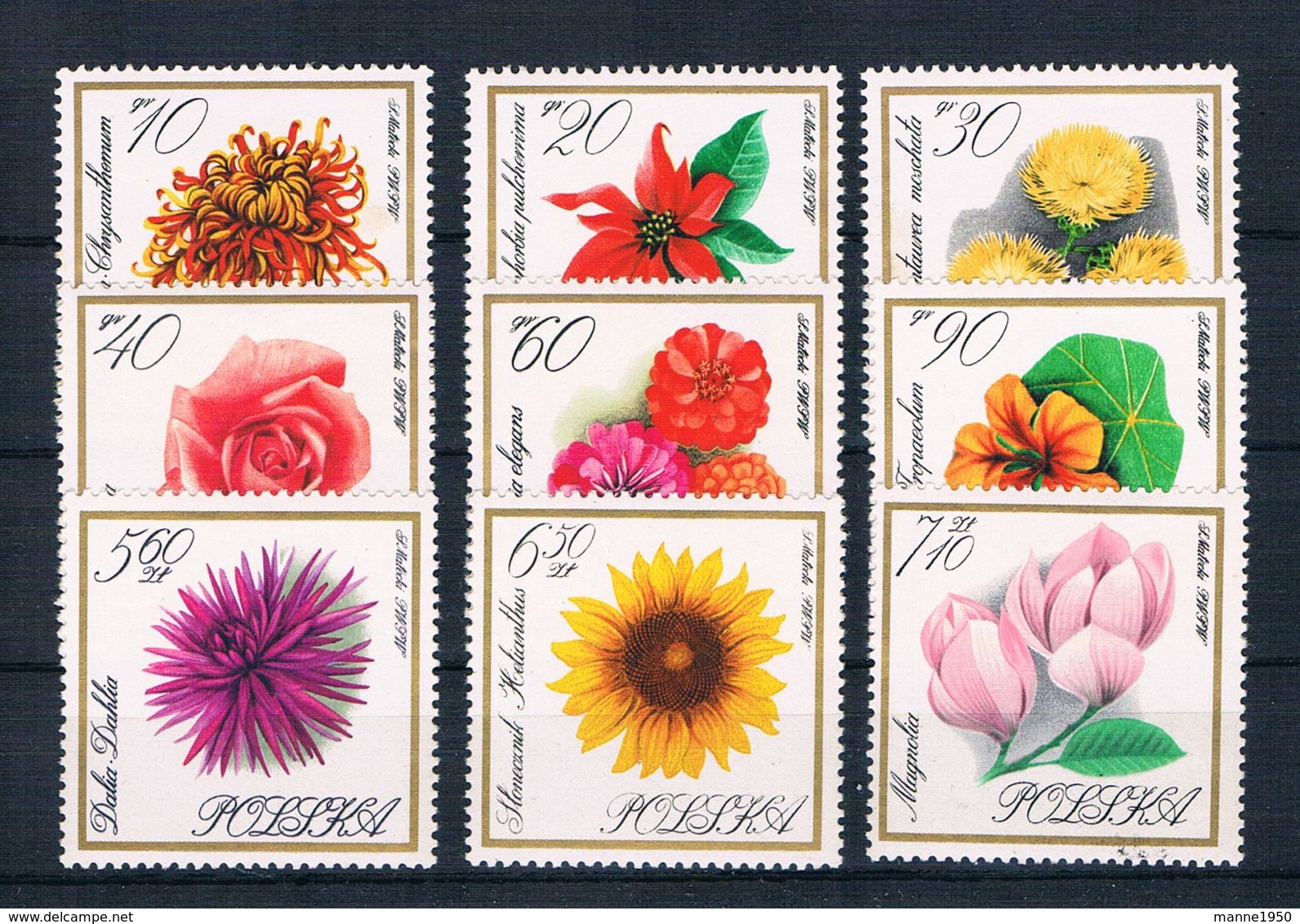 Polen 1966 Blumen Mi.Nr. 1696/704 Kpl. Satz ** - Ungebraucht