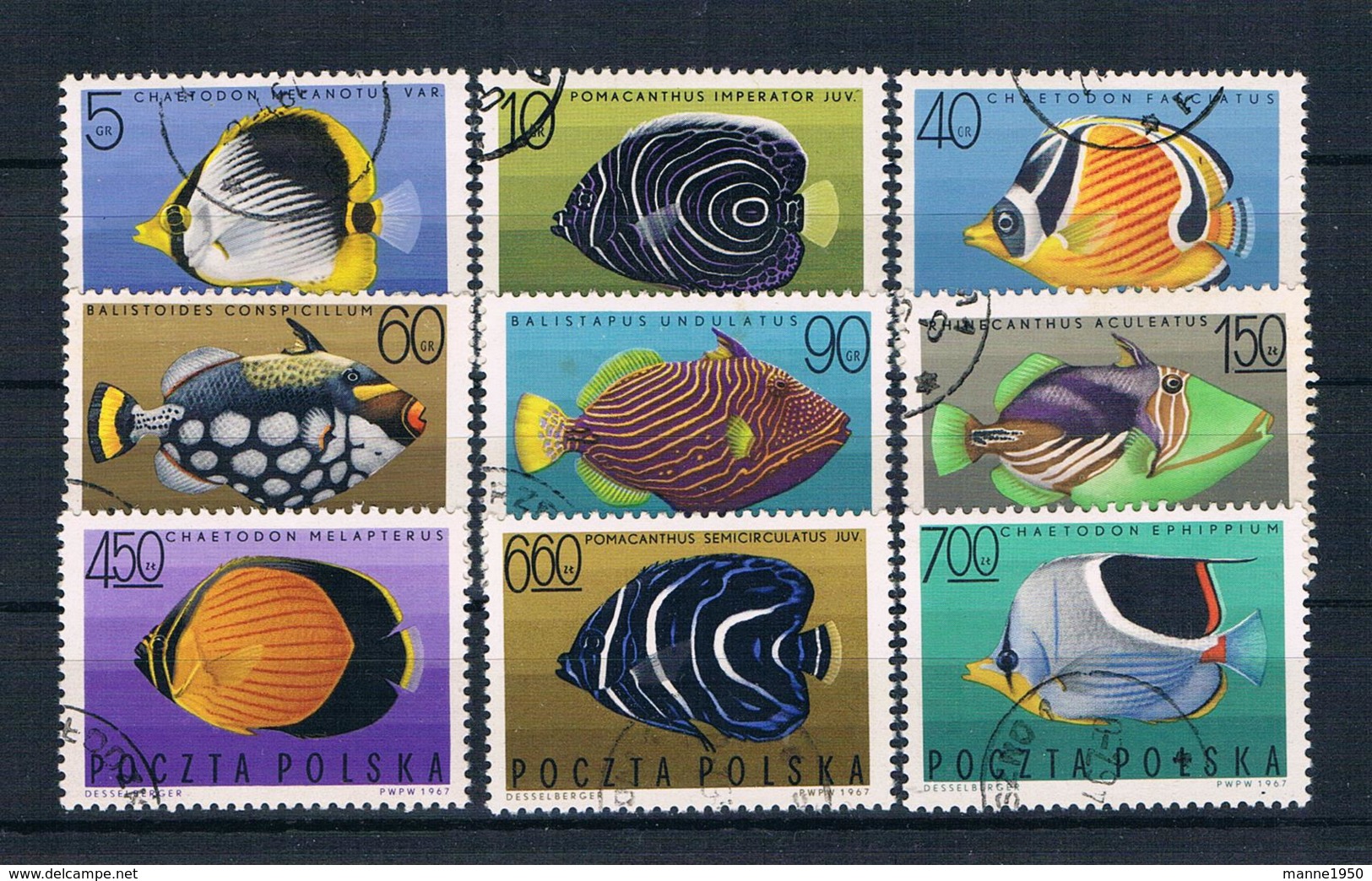 Polen 1967 Fische Mi.Nr. 1748/56 Kpl. Satz Gestempelt - Gebraucht