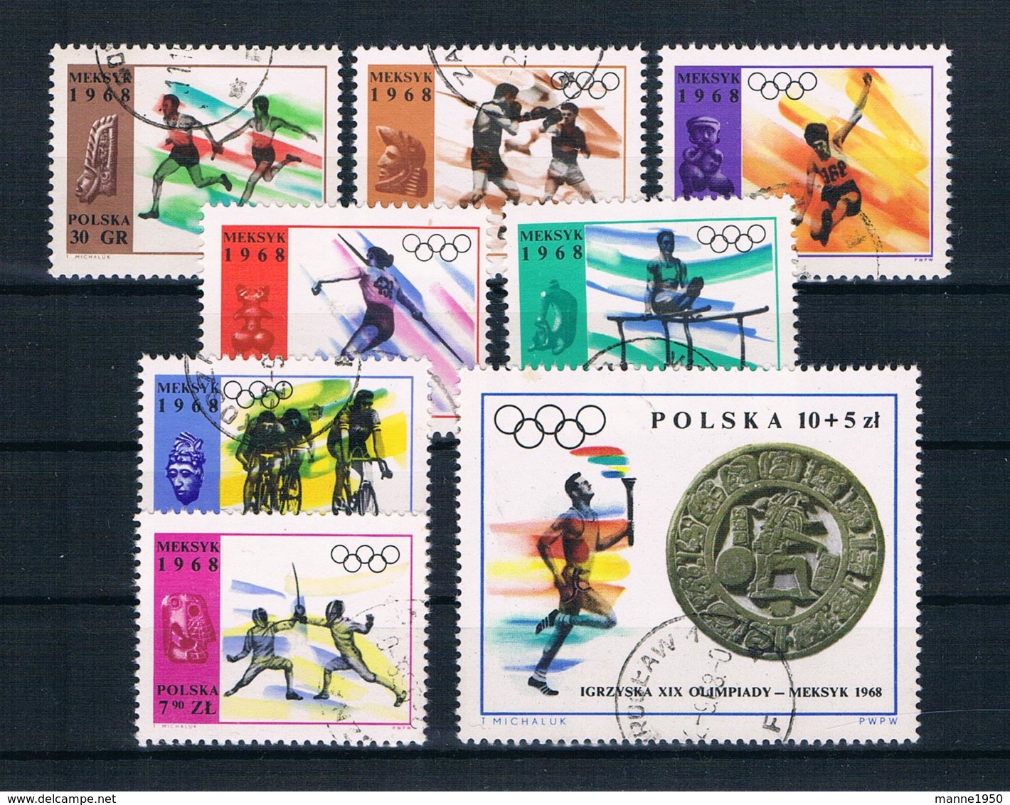 Polen 1968 Olympia Mi.Nr. 1855/63 Kpl. Satz Gestempelt - Gebraucht