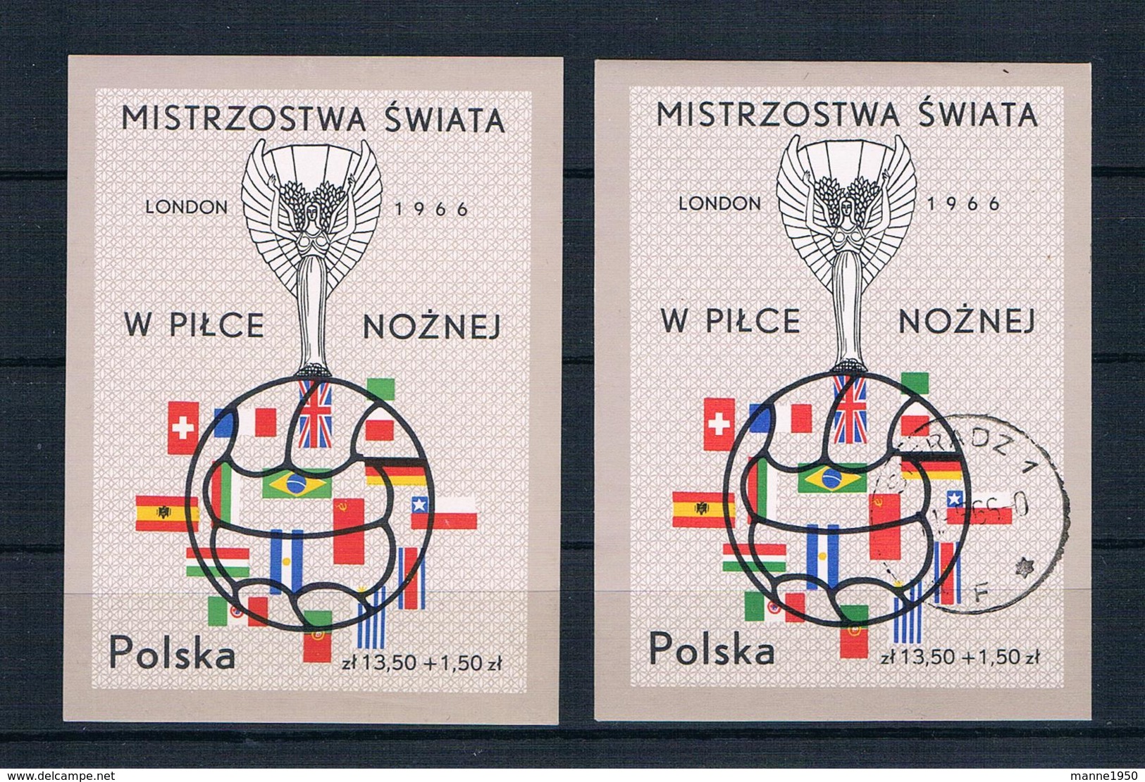 Polen 1966 Fußball Block 38 ** + Gestempelt - Gebraucht