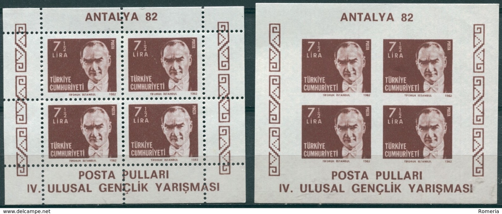 Turquie - 1982 - Yt BF 24 Et 24a - "Antalya 82" - Exposition Philatélique - ** - Dentelé Et Non Dentelé - Nuovi