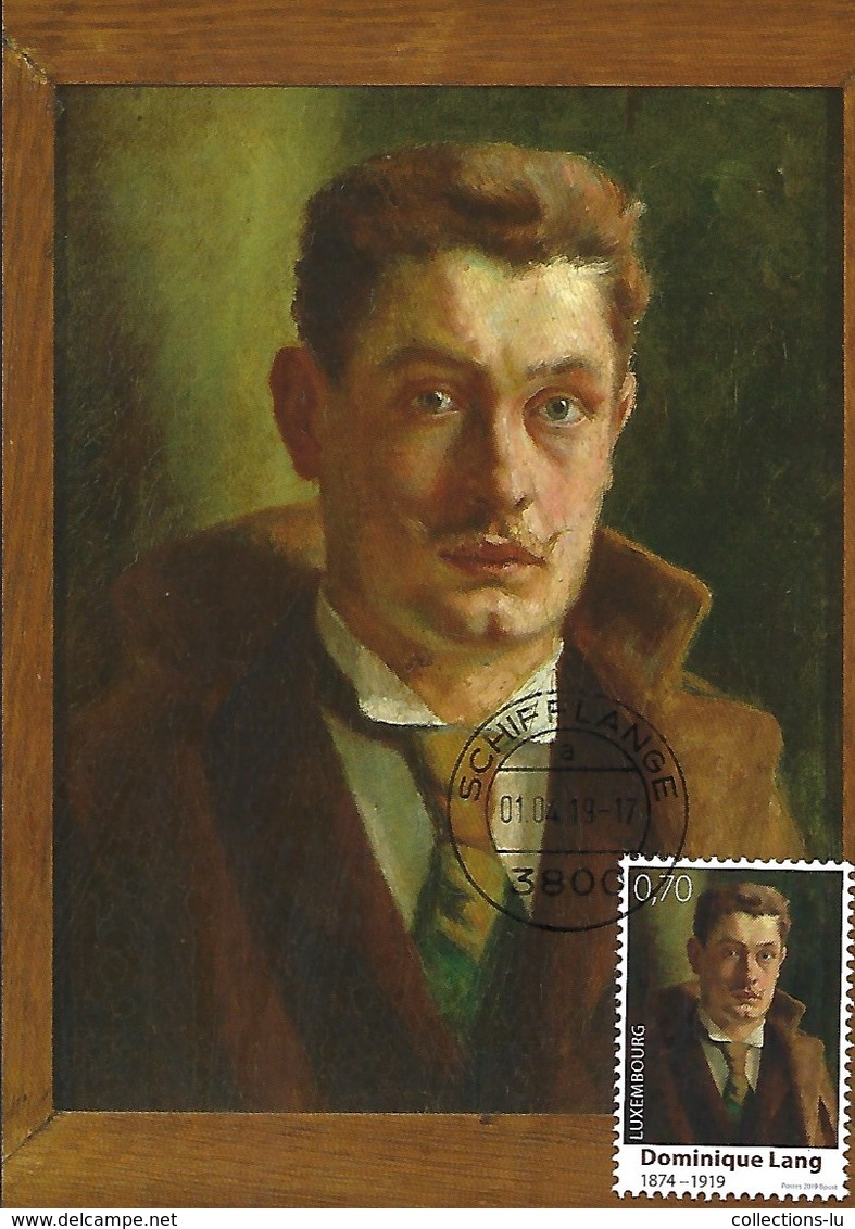 2019  -  DOMINIQUE LANG ( 1874-1919 ) Autoportrait à L'âge De 25 Ans - Huile Sur Bois ( 1899 ) - Cartes Maximum