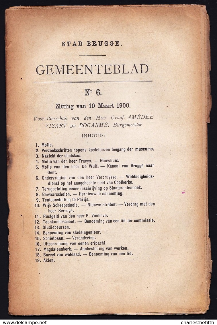 GEMEENTEBLAD STAD BRUGGE  Zitting Schepencollege 10/03/1900 * Zr. Informatief Met O.a. Aanleg Nieuwe Straten SCHEEPSDALE - Historical Documents