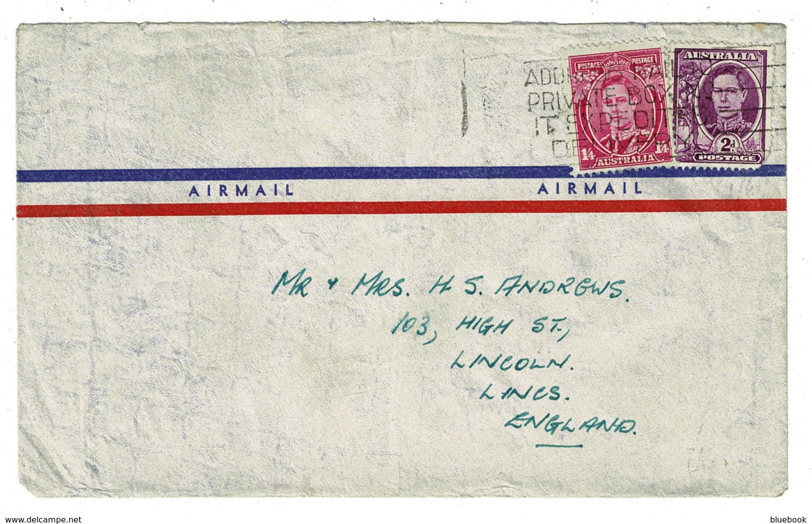 Ref 1310 - Australia KGVI Airmail Cover - 1/6d Rate To Lincoln UK - Lettres & Documents