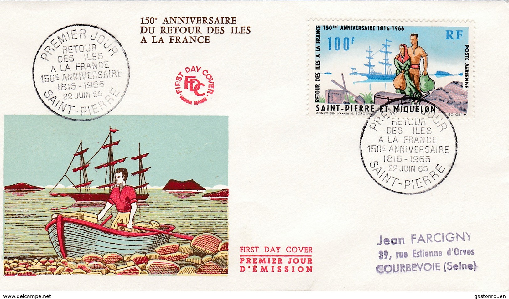 FDC PREMIER JOUR  PA36 Retour Des Iles à La France 22-06-1966 Saint-Pierre Et Miquelon - FDC