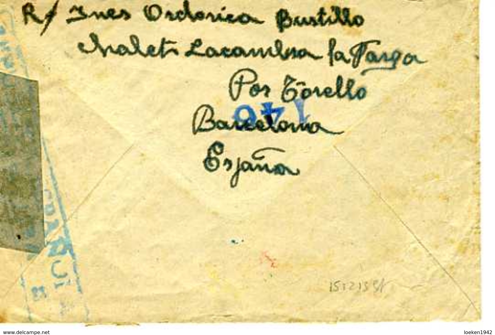 1938 Sobre Desde LA FARGA BARCELONA  POR AVION Hasta Bordeaux E261 - Cartas & Documentos