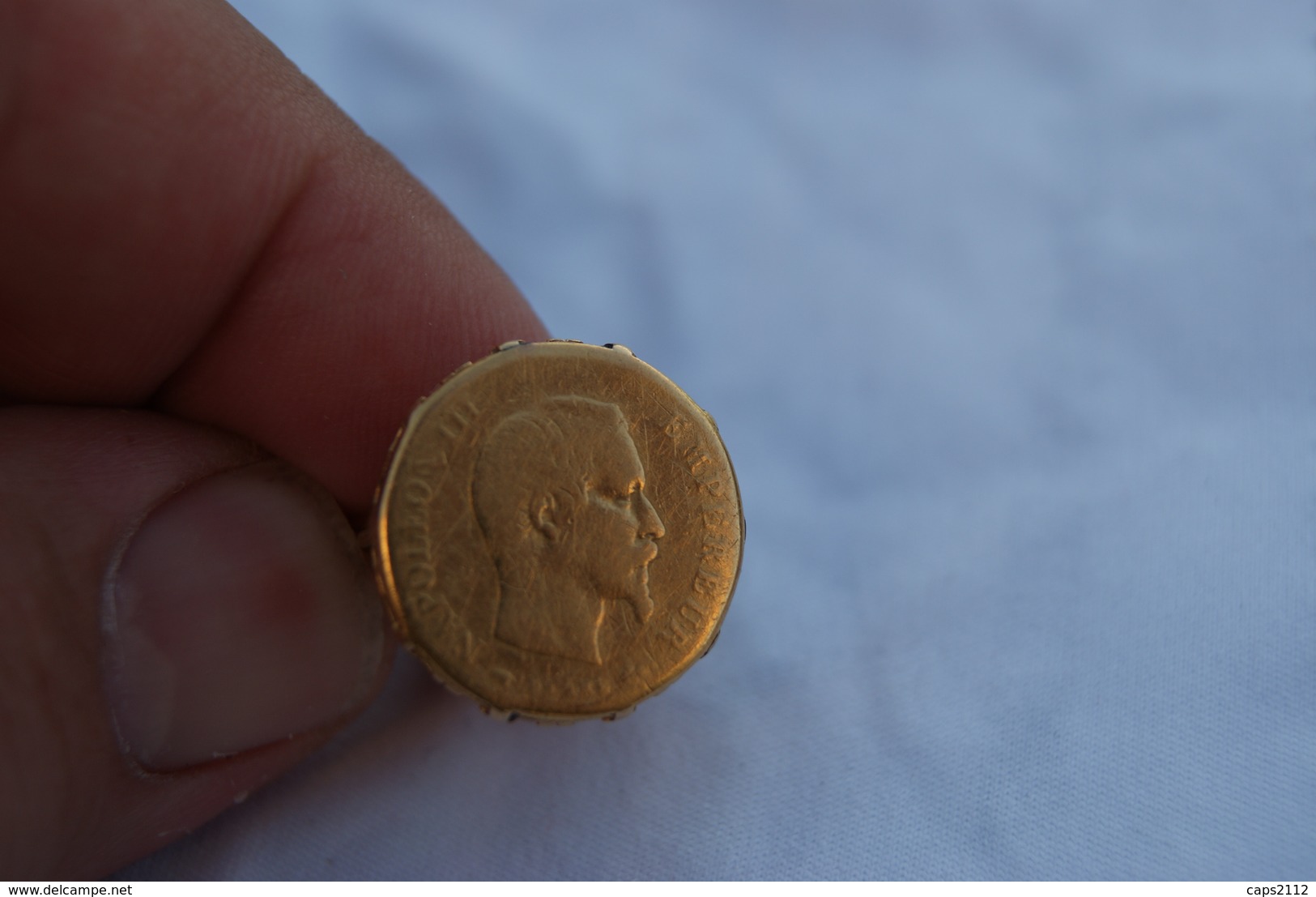 ANCIENNE BAGUE OR AVEC 10 Francs  NAPOLEON 18 Carat -bijoux - Bagues