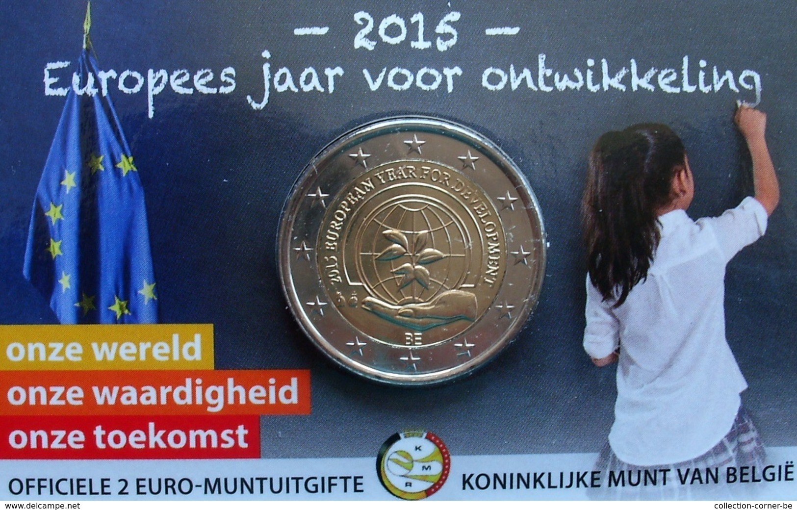 Belgie 2 Euro, Europees Jaar Voor Ontwikkeling NL 2015, UNC In Coincard (développement NL) - Belgique