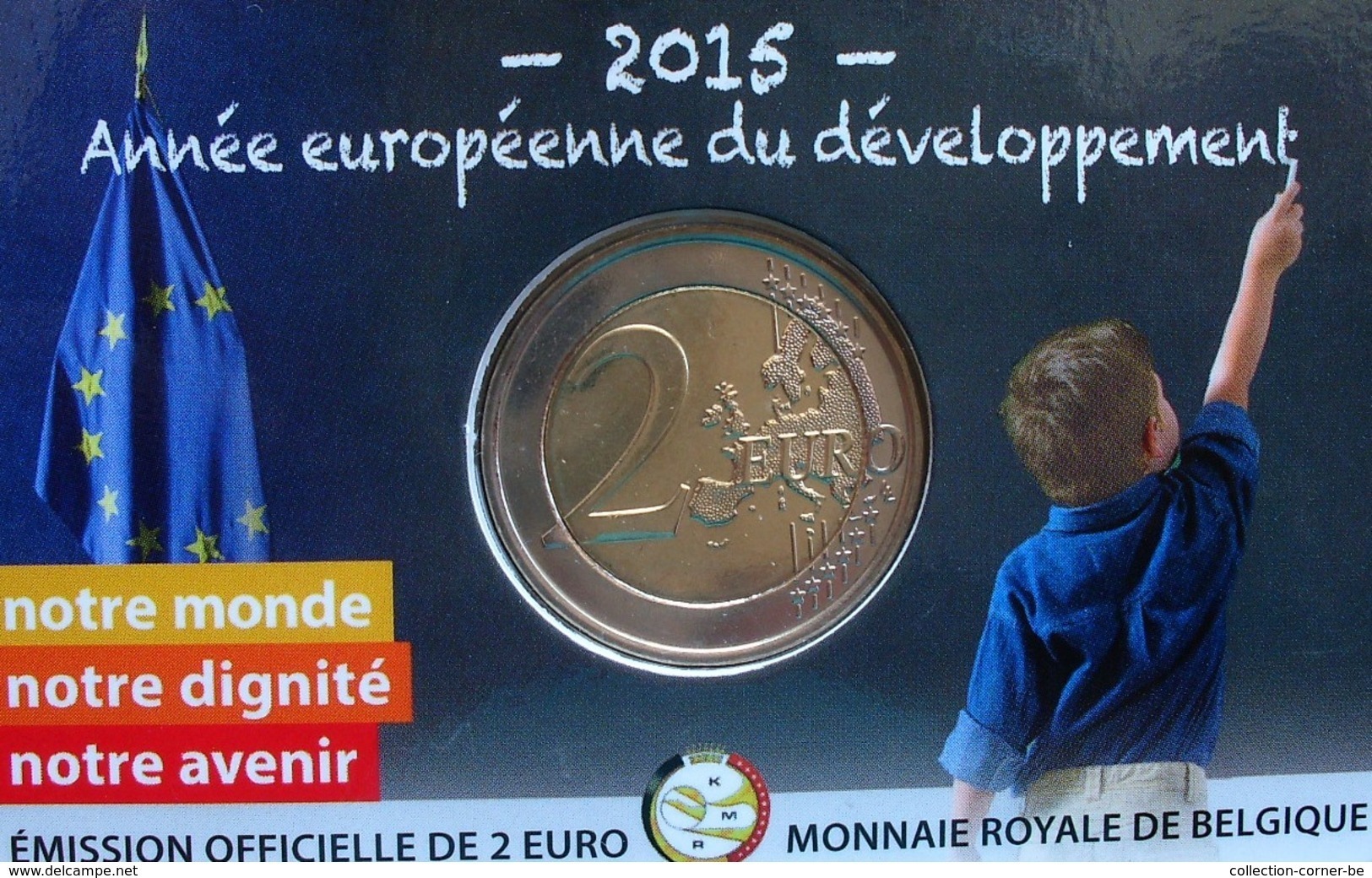 Belgie 2 Euro, Europees Jaar Voor Ontwikkeling NL 2015, UNC In Coincard (développement NL) - Belgique