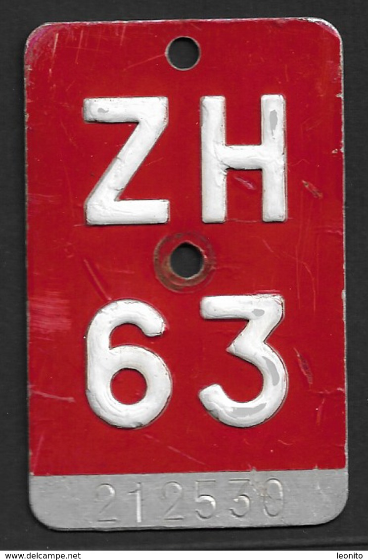 Velonummer Zürich ZH 63 - Plaques D'immatriculation