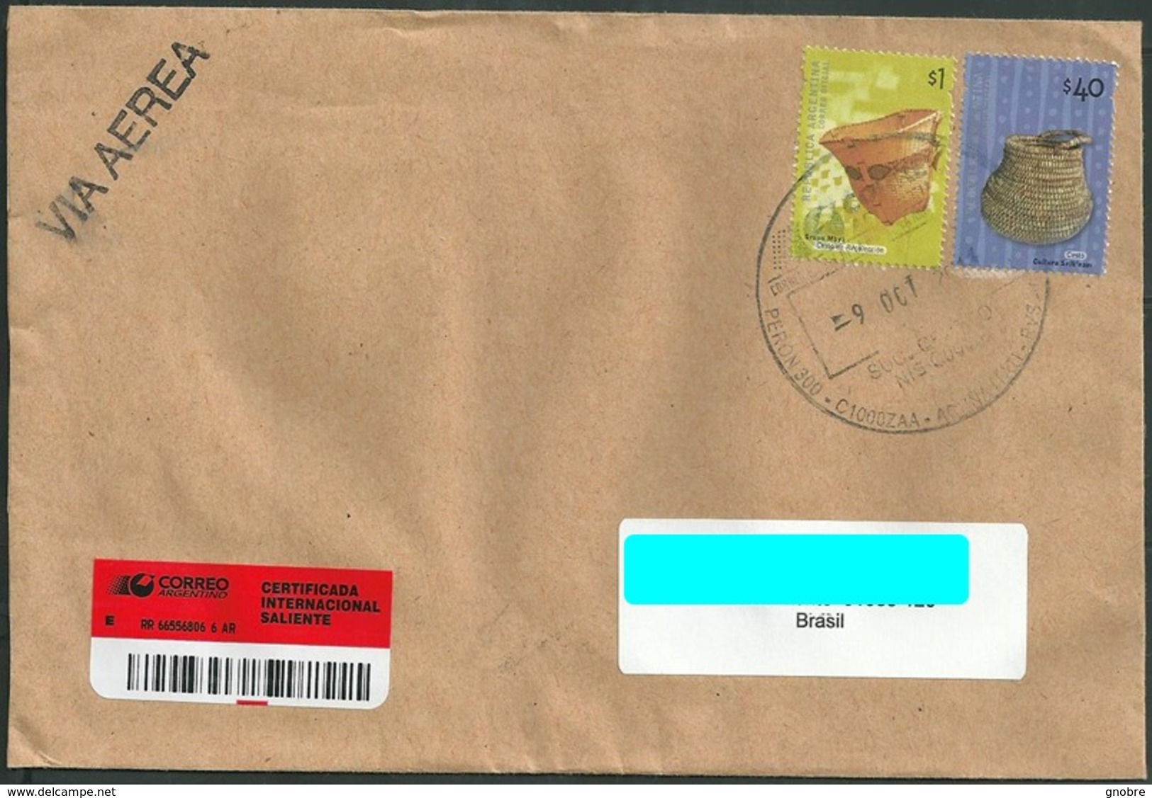 ARGENTINA To Brazil Cover Sent In 2013 With 02 Topical Stamps Registered (GN 0157) - Cartas & Documentos