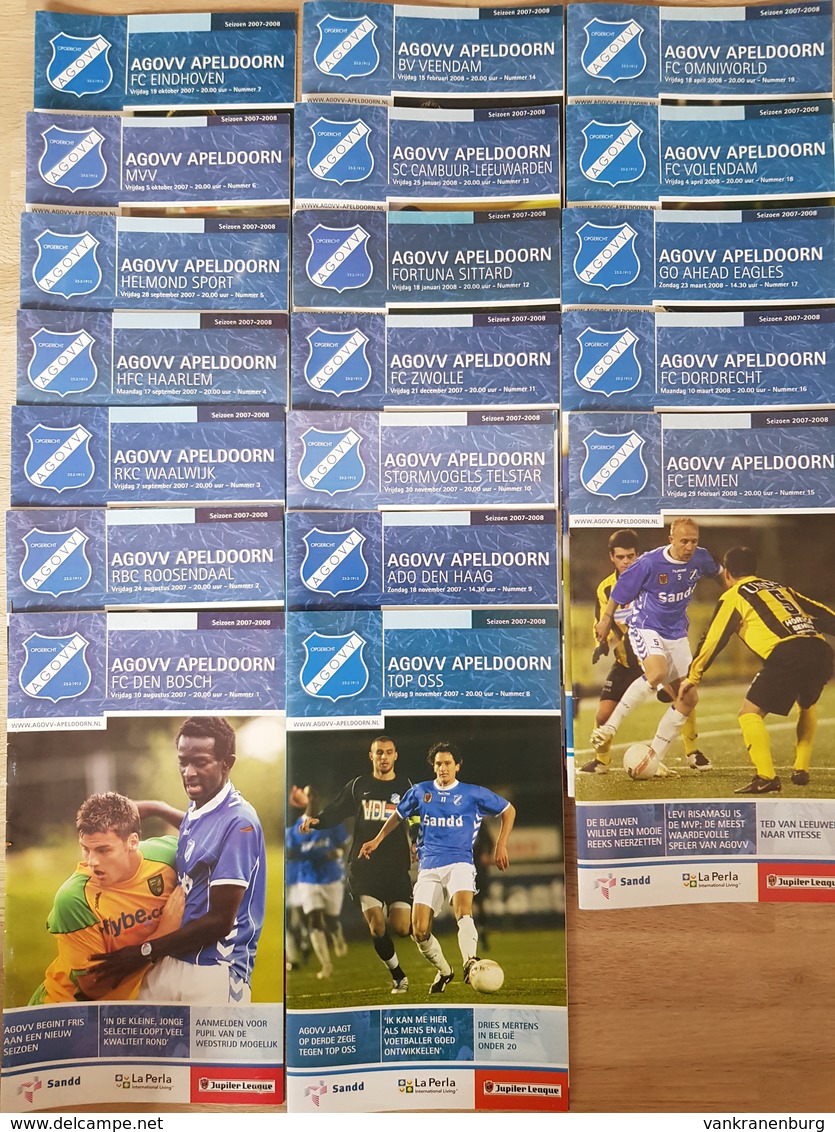 Programme Football Programmaboek 19 Programmaboekjes AGOVV Apeldoorn Seizoen 2007-2008 - Livres