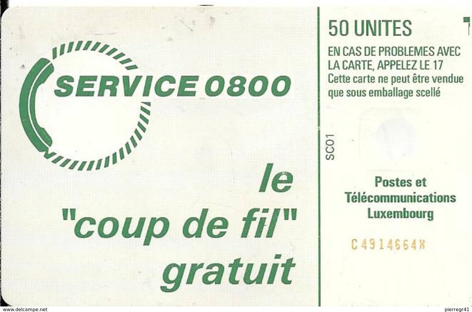 CARTE-PUCE-LUXEMBOURG-50U-Série SC1C-SC7-LOGO ROUGE-GENERIQUE R° Glacé-V°Pt N° Rge C49146648--UTILISE-TBE - Luxembourg