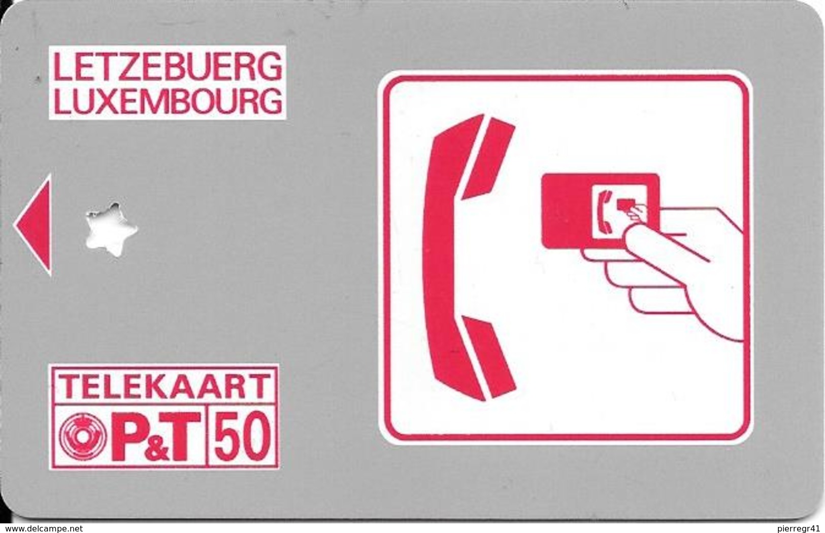 CARTE-PUCE-LUXEMBOURG-50U-Série SC01-Sans PUCE-LOGO ROUGE-GENERIQUE R° Glacé-Perforé Etoile Calage??-TBE - Luxemburg