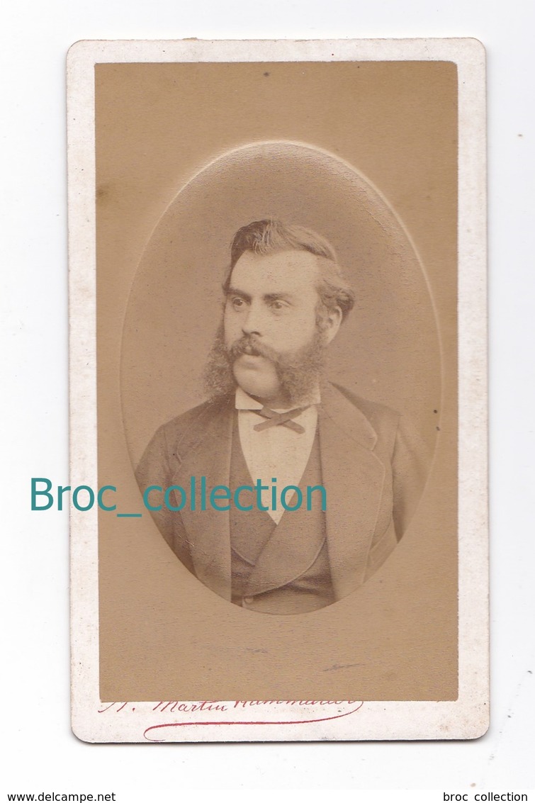 Photo Cdv D'un Homme Barbu, Rouflaquettes, Favoris, Photographe André Martin Flammarion, Moulins, Circa 1875, Bombée - Anciennes (Av. 1900)