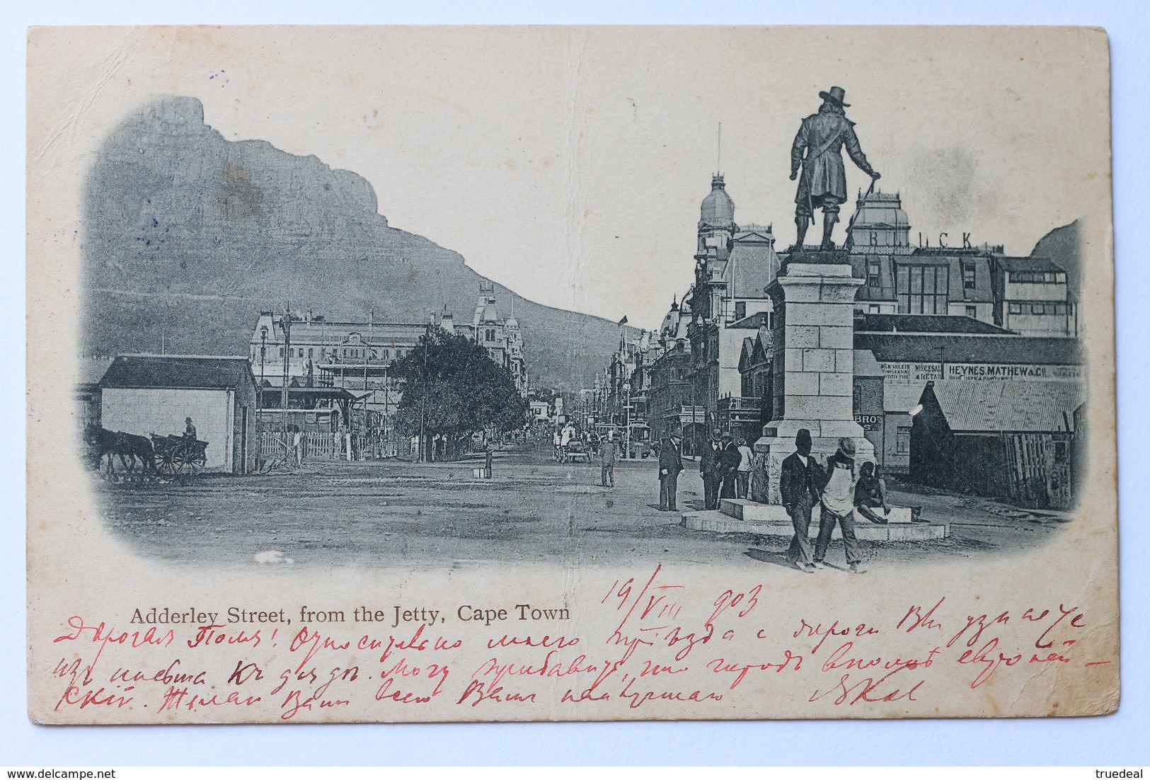 Adderley Street From The Jetty, Cape Town, South Africa, 1903 (creased) - Sudáfrica