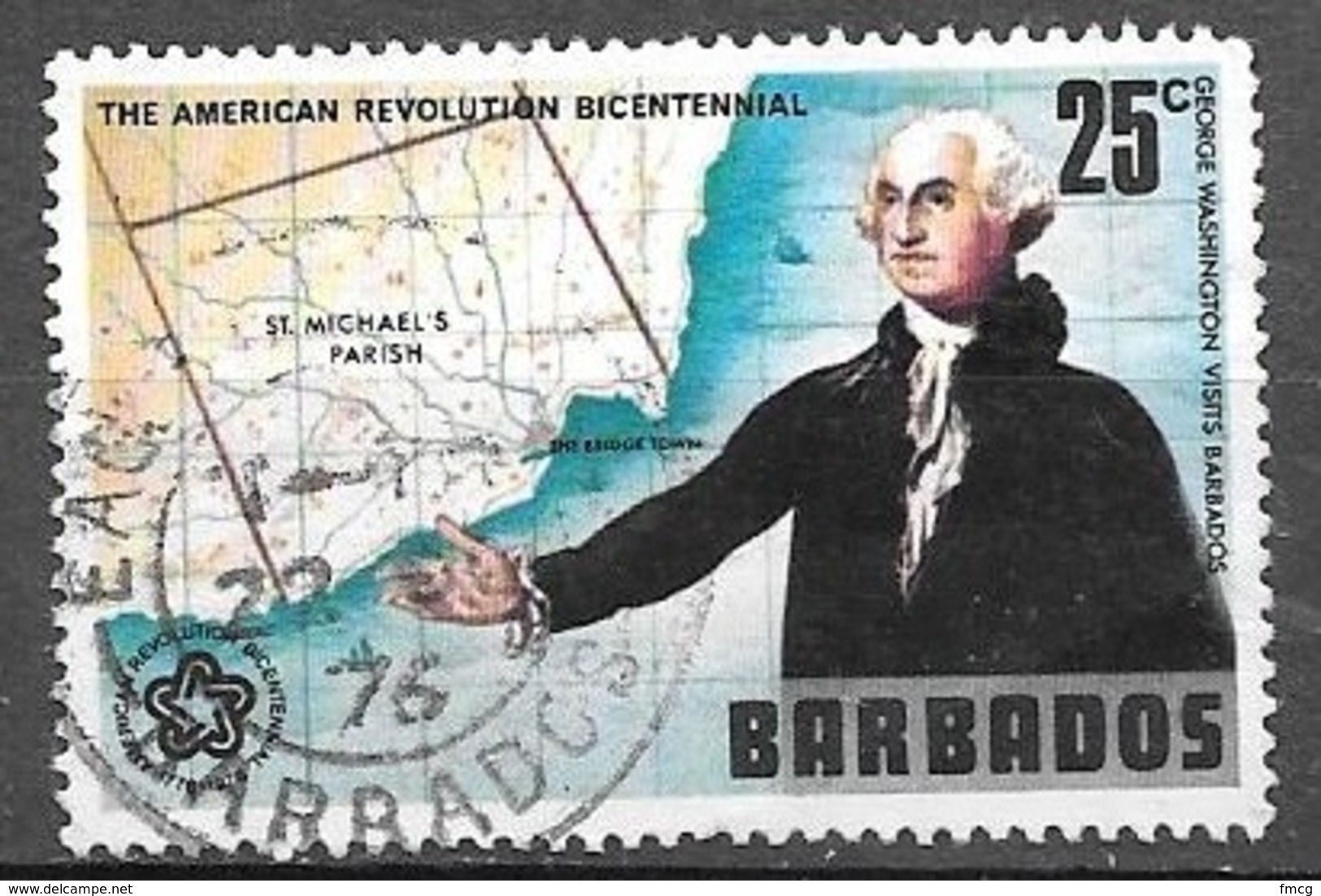 1976 U.S. Bicentennial, 25 Cents, Used - Barbados (1966-...)