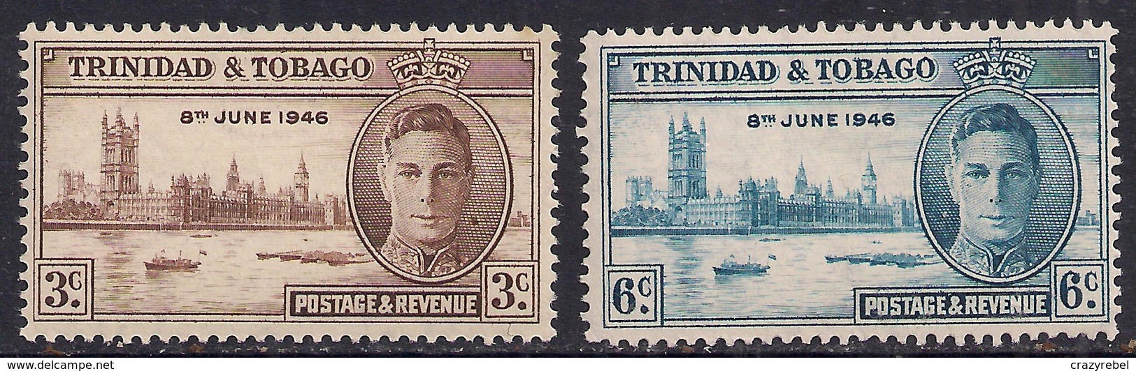 Trinidad & Tobago 1946 KGV1 Victory Set Umm SG 257 - 258 ( J1315 ) - Trinidad & Tobago (...-1961)