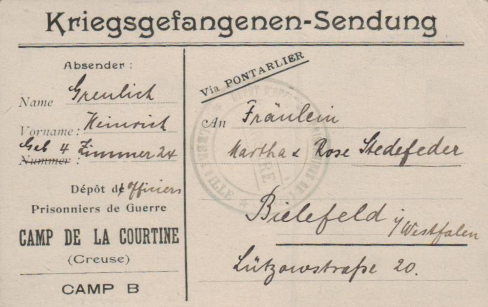 Kriegsgefangenen Karte  .....   (ka5897  ) Siehe Scan - Autres & Non Classés