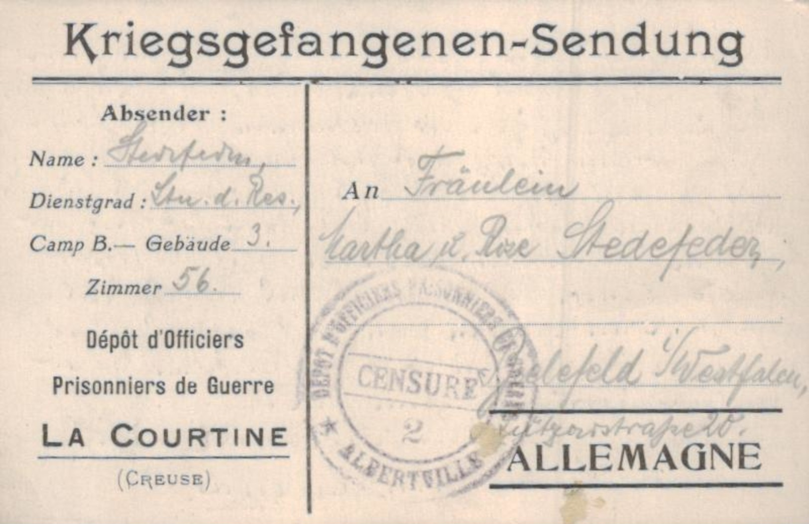 Kriegsgefangenen Karte  .....   (ka5893  ) Siehe Scan - Autres & Non Classés