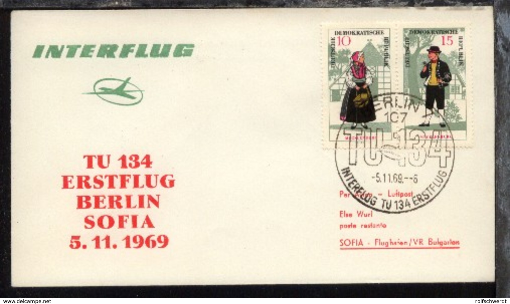Interflug-Erstflug-Bf. Berlin-Sofia 5.11.1969 - Sonstige & Ohne Zuordnung