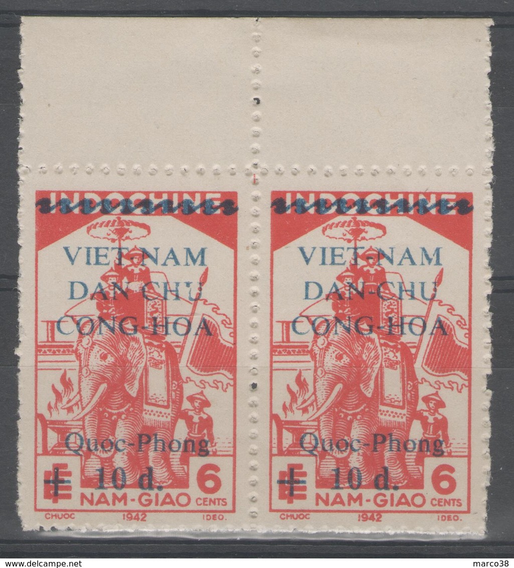 VIETNAM Du Nord:  N°20 NSG, Variétés "petit Trait Entre VIET-NAM" Et "sans Trait Entre DAN-CHU" Tenant à Normal ! - Viêt-Nam