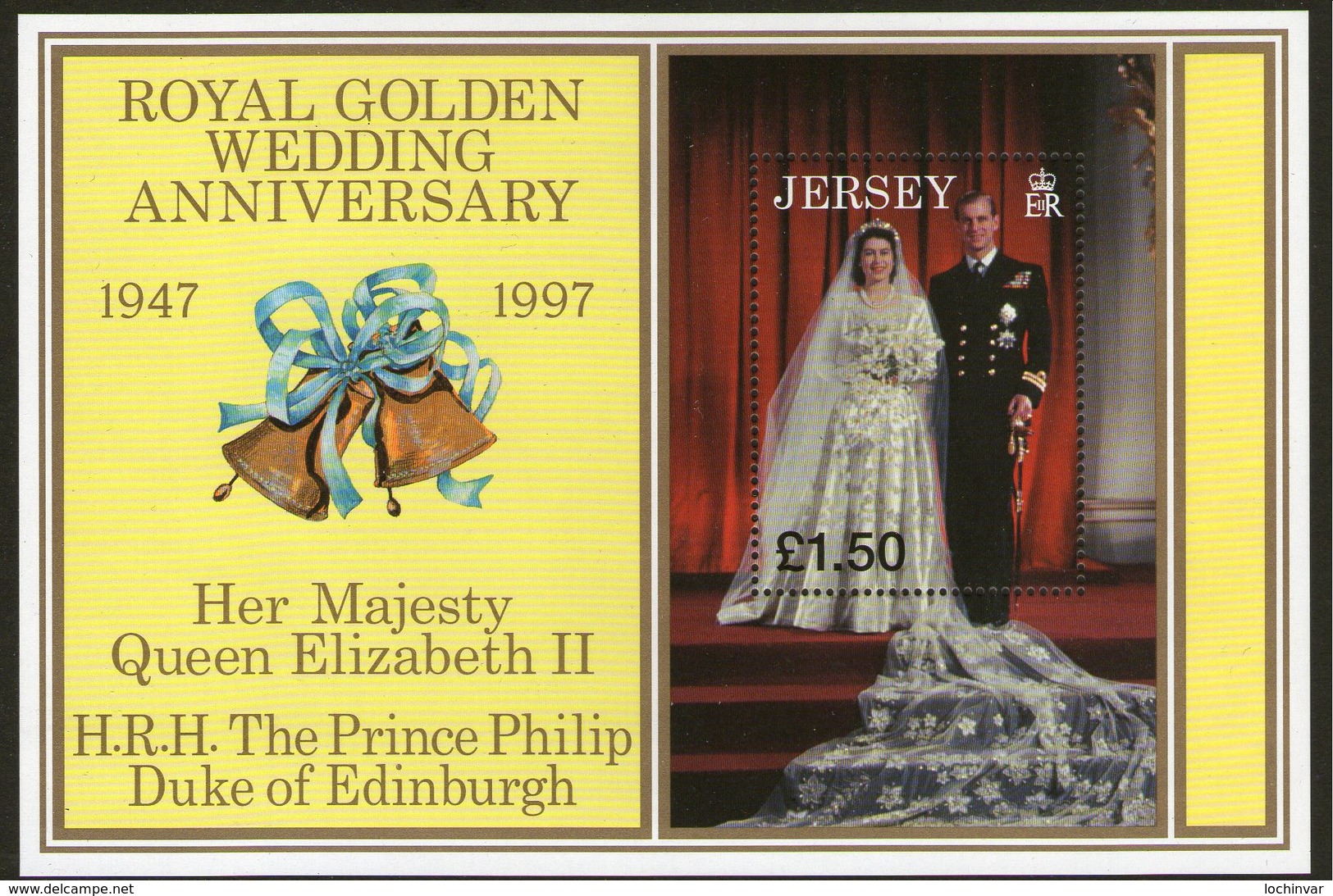 JERSEY, 1997 QUEENS WEDDING ANNIVERSARY MINISHEET MNH - Jersey