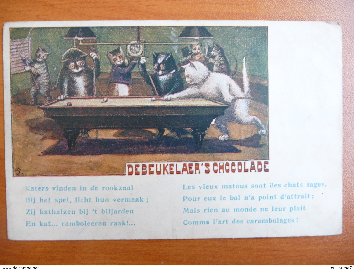 CPA - Debeukelaer's Chocolade - Chats Jouant Au Billard - "les Vieux Matous Sont Des Chats Sages. Art Des Carambolages" - Werbepostkarten