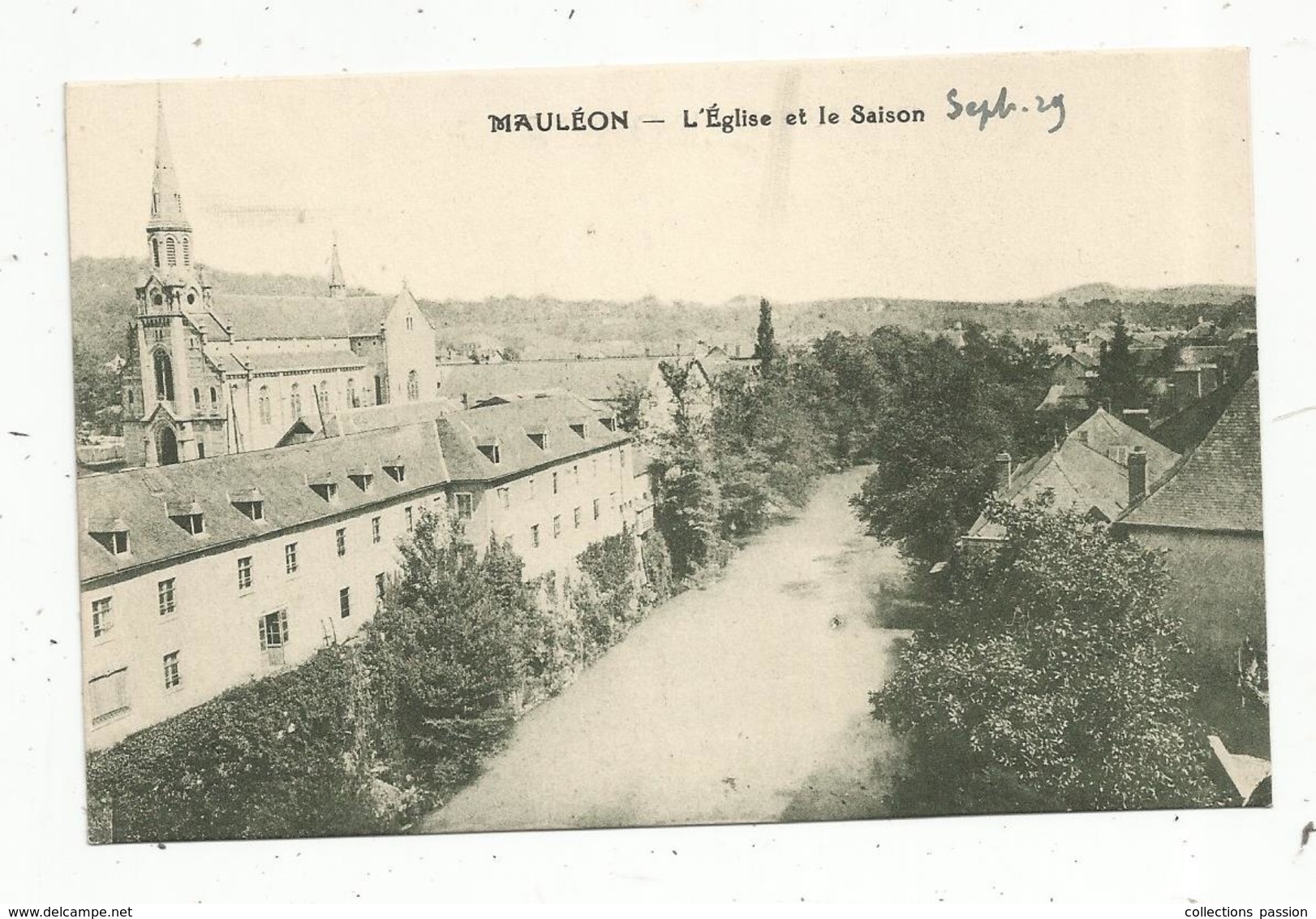 Cp, ,64, MAULEON ,l'église Et Le Saison,  écrite 1929 - Mauleon Licharre