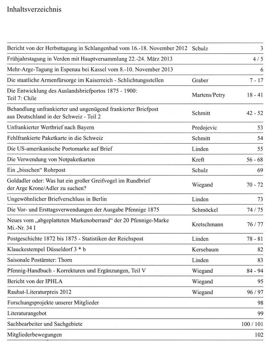 ArGe Krone / Adler Rundbrief 51 Aus 2013 - U. A. Entwicklung Des Auslandsbriefverkehrs: Chile - Briefe U. Dokumente