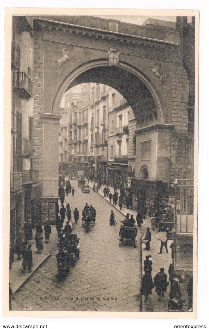 Napoli Via E Ponte Di Chiaia Animata  1928 - Napoli (Naples)