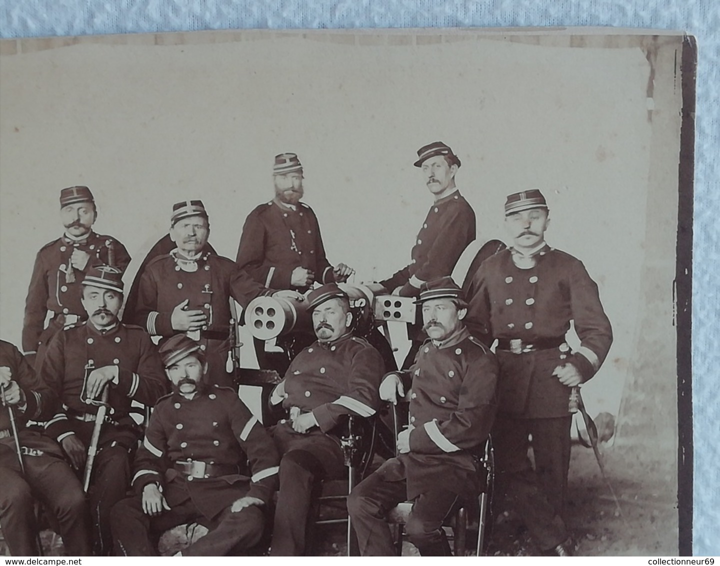 Ancienne photo originale Militaire groupe de Soldats devant un canon GARDE NATIONALE 1870-1871 du XIXème