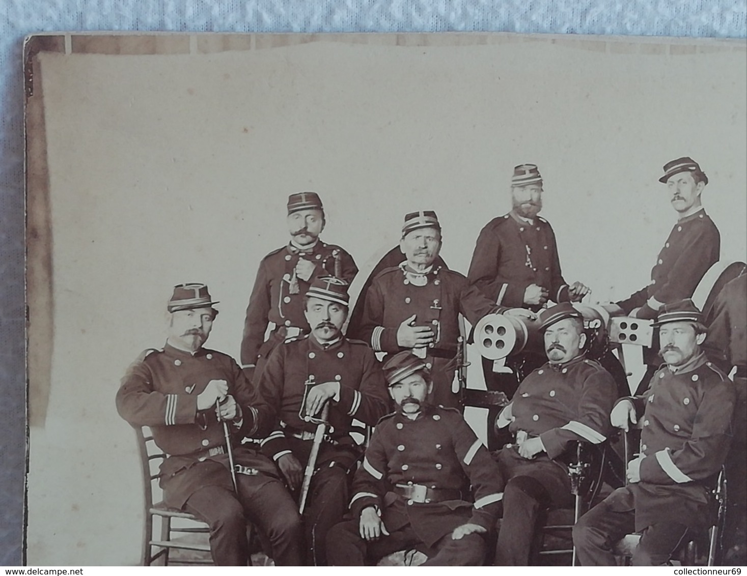 Ancienne photo originale Militaire groupe de Soldats devant un canon GARDE NATIONALE 1870-1871 du XIXème