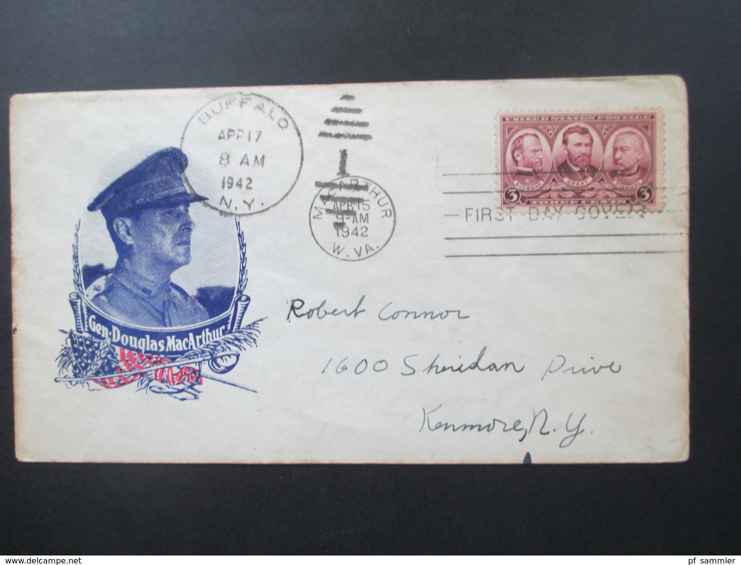 USA 1937 / 42 Patriotic Cover General Douglas MacArthur Stempel Buffalo Und MacArthur W. VA. - Cartas & Documentos