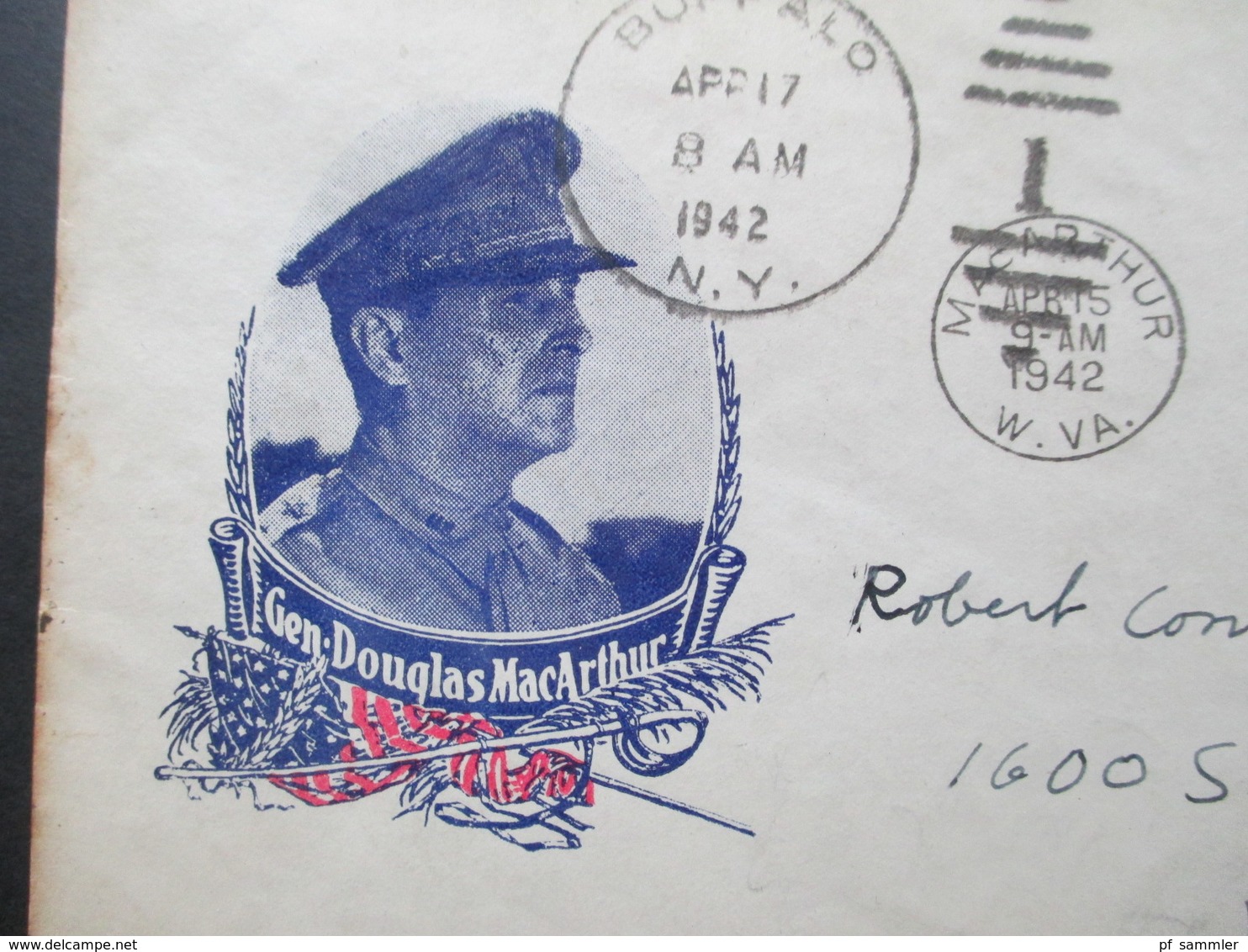 USA 1937 / 42 Patriotic Cover General Douglas MacArthur Stempel Buffalo Und MacArthur W. VA. - Lettres & Documents