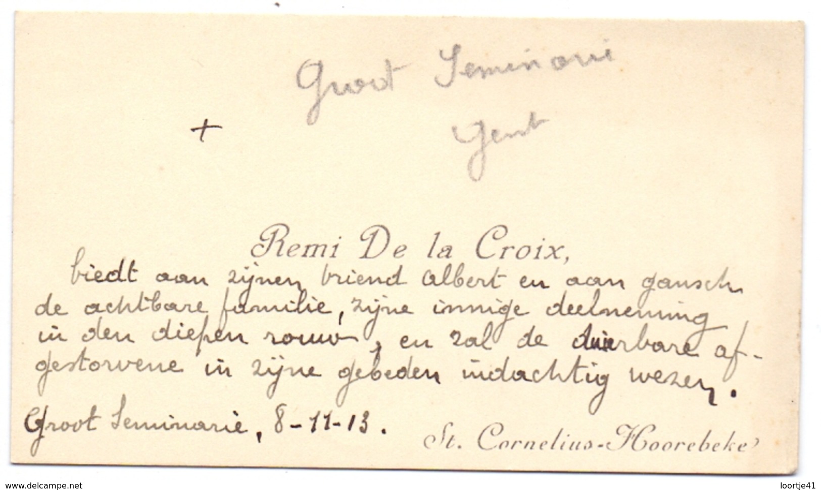 Visitekaartje - Carte Visite - Remi De La Croix - Groot Seminarie Gent - St Cornelius Horebeke - Cartes De Visite