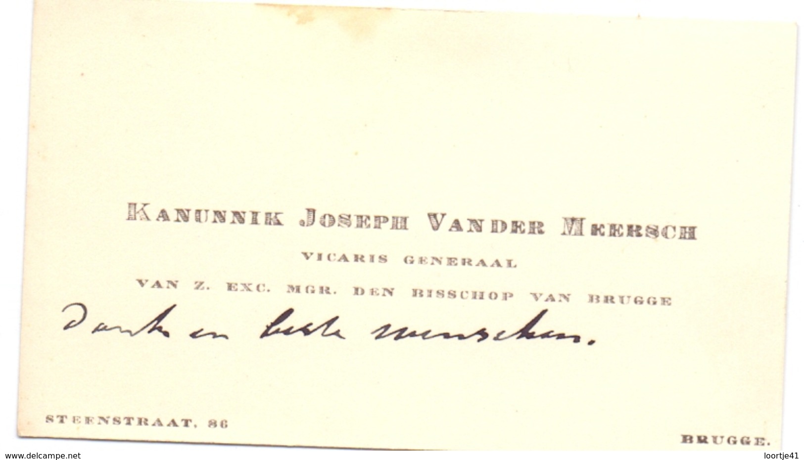 Visitekaartje - Carte Visite - Kanunnik Joseph Van Der Meersch -  Brugge - Cartoncini Da Visita