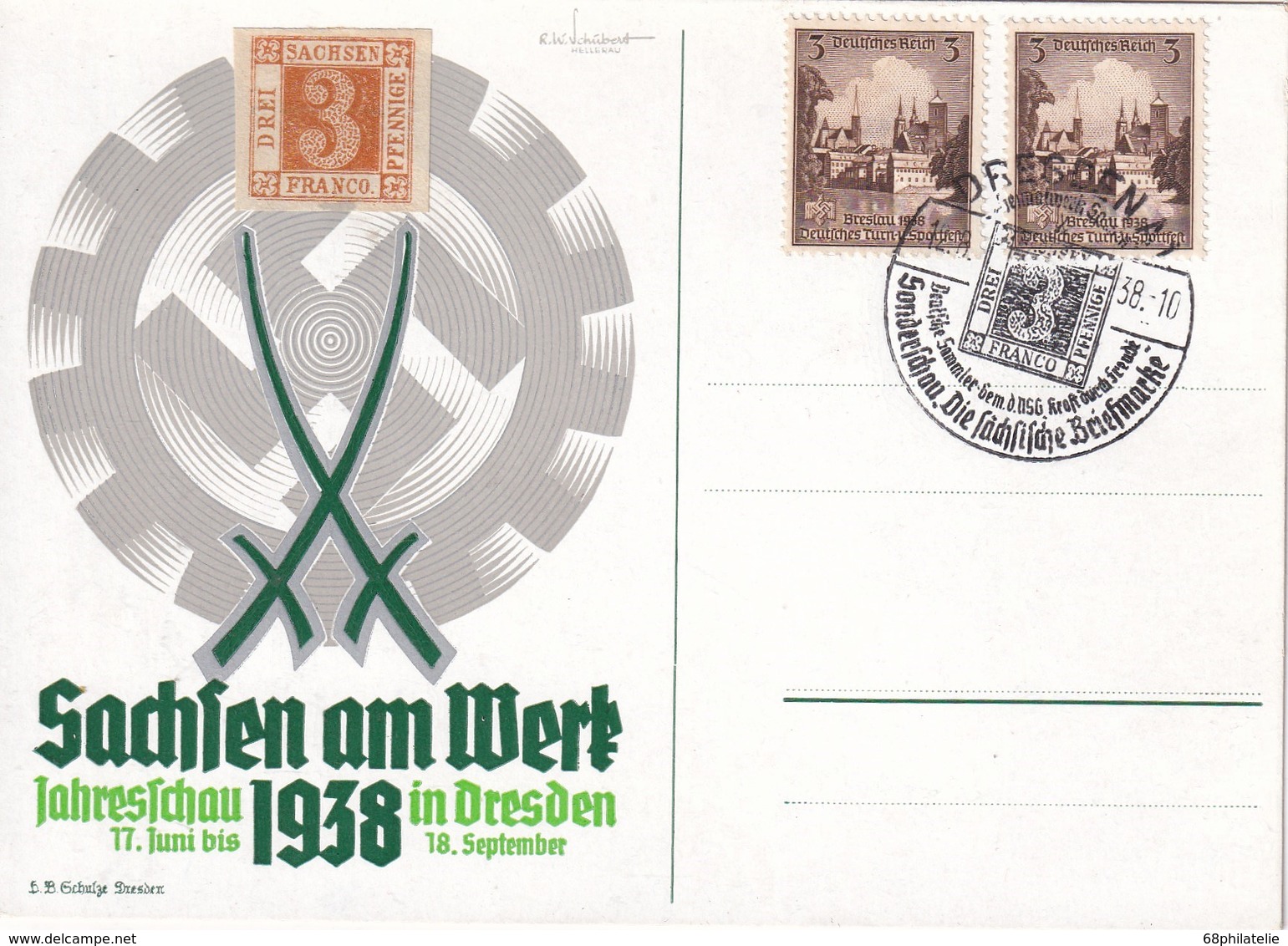 ALLEMAGNE 1938 CARTE DE DRESDEN - Briefe U. Dokumente