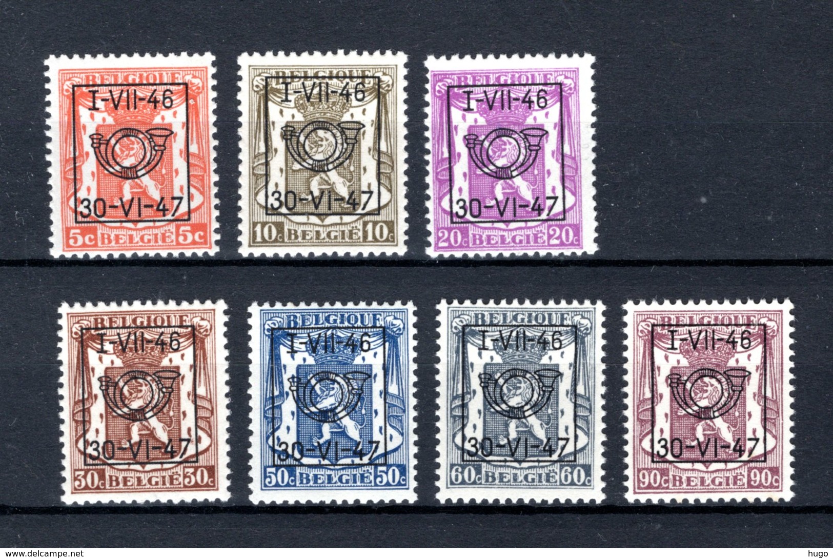 PRE553/559 MNH** 1946 - Klein Staatswapen Opdruk Type D - REEKS 31 - Tipo 1936-51 (Sigillo Piccolo)