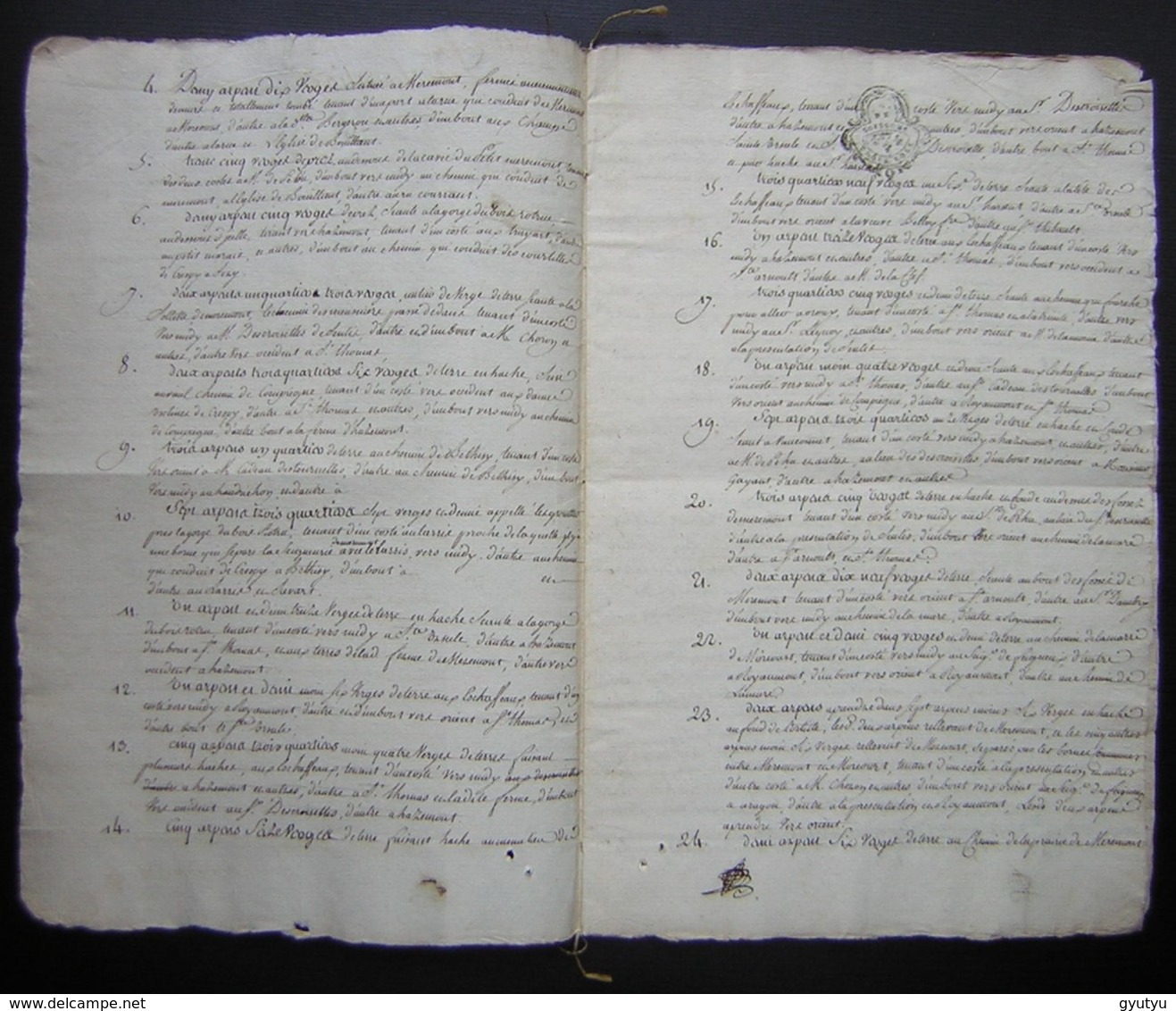 1765 Crespy (Crépy En Valois) Partage De La Ferme Des Charmolue Acquise Par Poulletier, Grand Document Avec Détail - Manuscripts