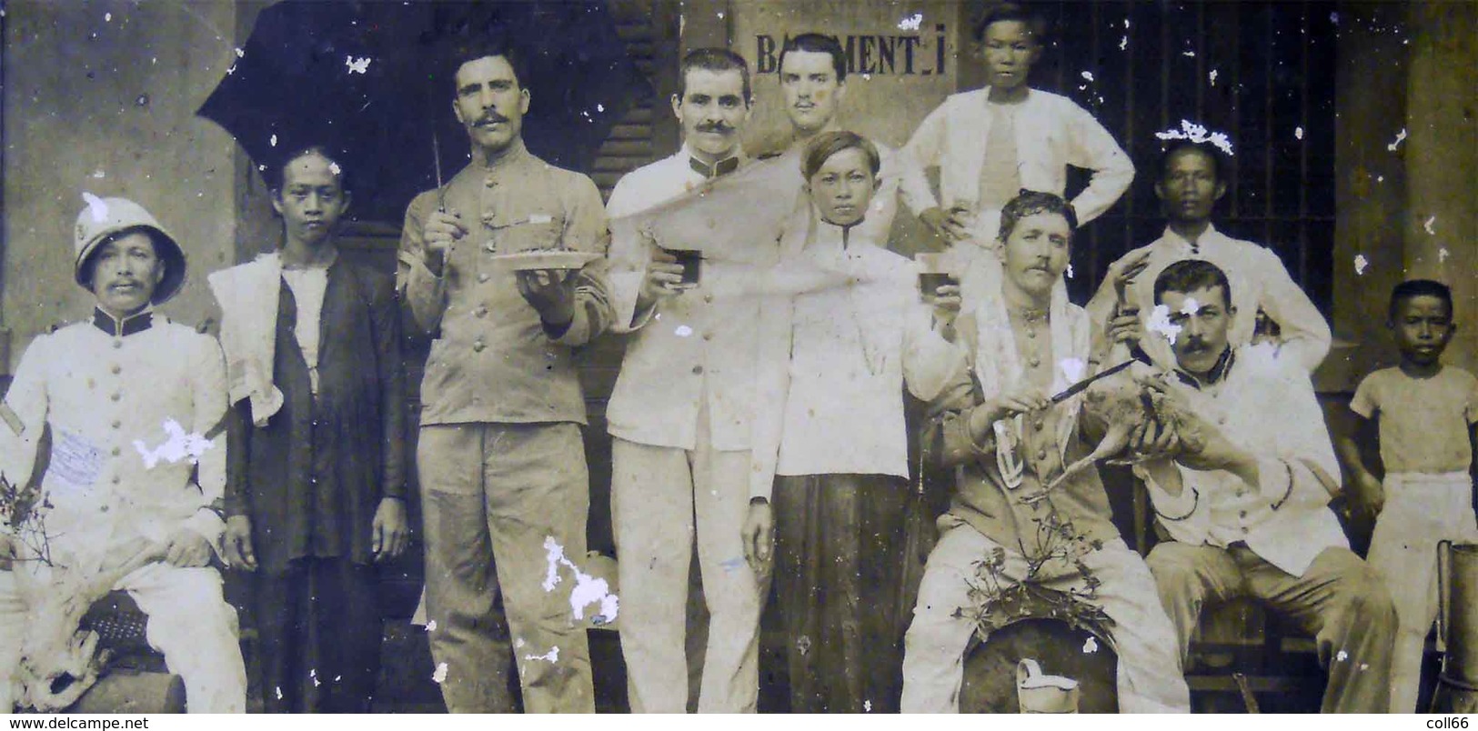 1907 Saïgon Cochinchine 11 RIC Popote Des Sous-Officiers Infanterie Coloniale Catalans Avec Noms Dos Scanné - Guerre, Militaire