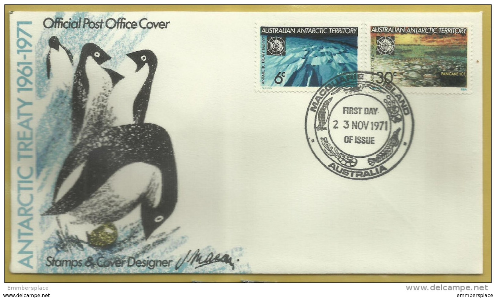 AAT - 1971 Antarctic Treaty Anniversary FDC (Macquarie Island)   SG 19-20  Sc L19-20 - FDC