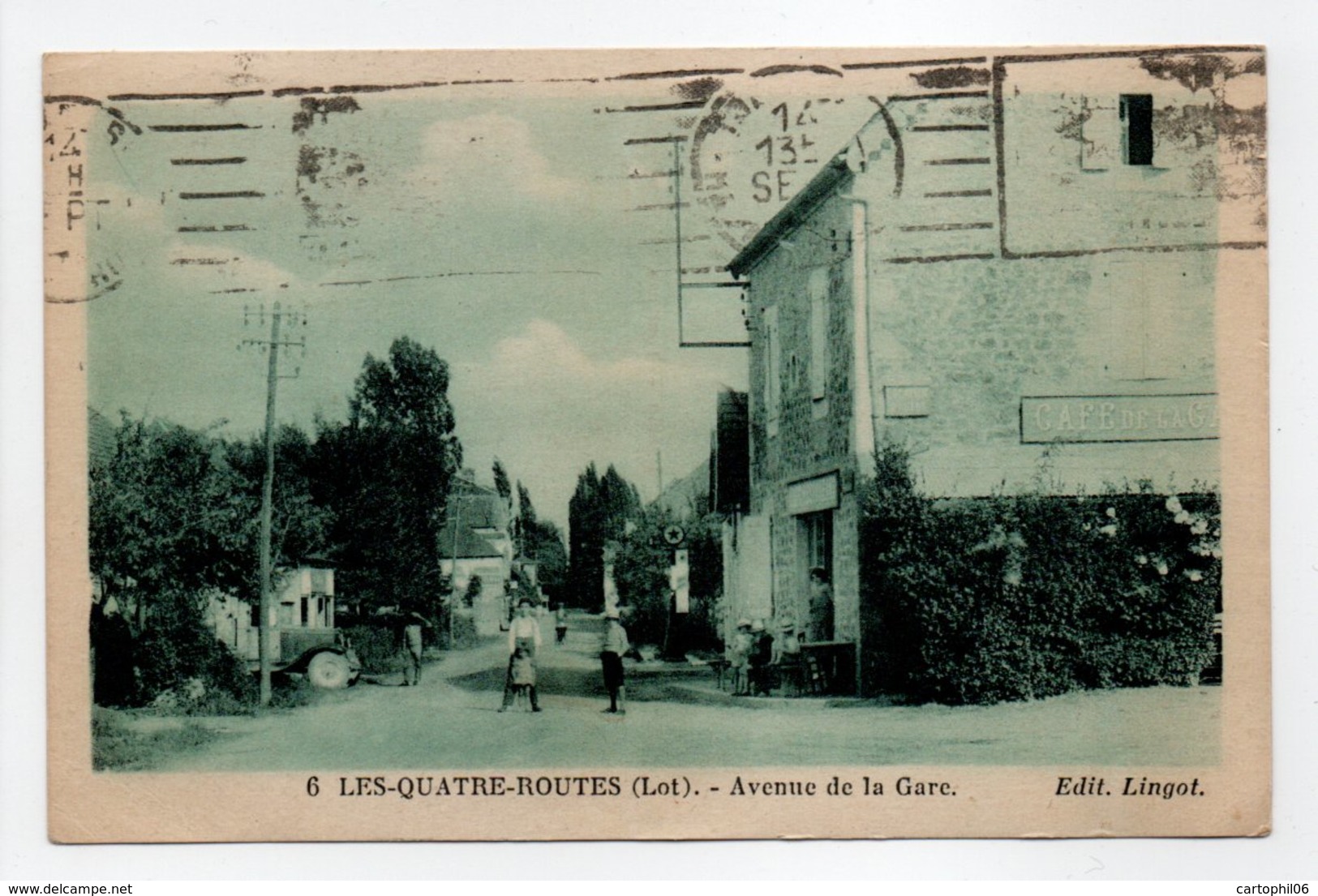 - CPA LES-QUATRE-ROUTES (46) - Avenue De La Gare 1934 (avec Personnages) - Edition Lingot N° 6 - - Autres & Non Classés