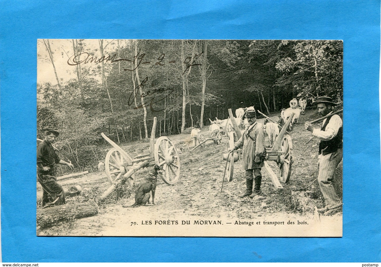 Forêt Du Morvan-gros Plan Animé -abattage Et Transport Des Bois -a Voyagé En 1907   édition - Autres & Non Classés