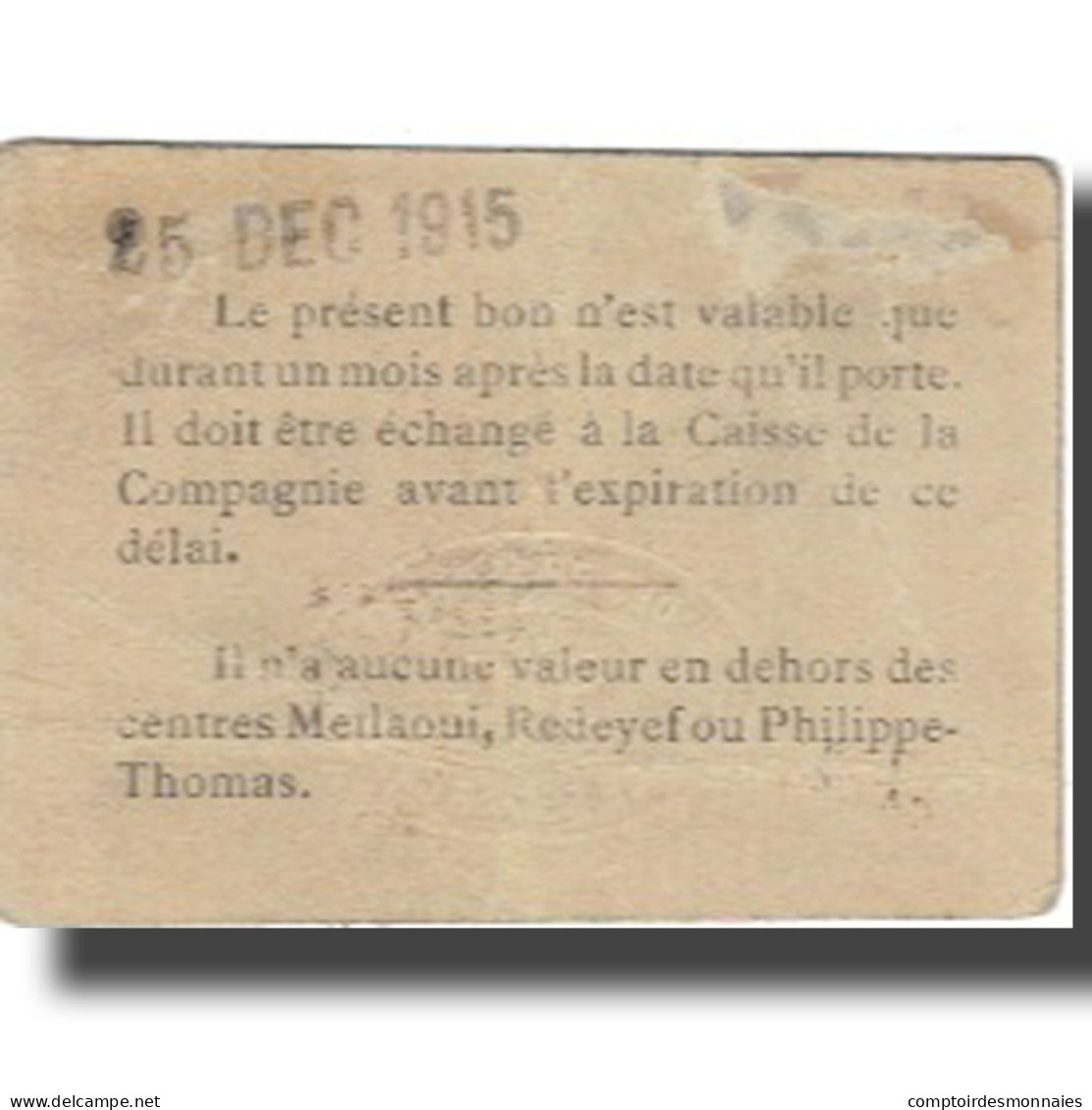Billet, Tunisie, GAFSA, 5 Francs, Valeur Faciale, 1915, 1915-12-25, TTB - Tunisie