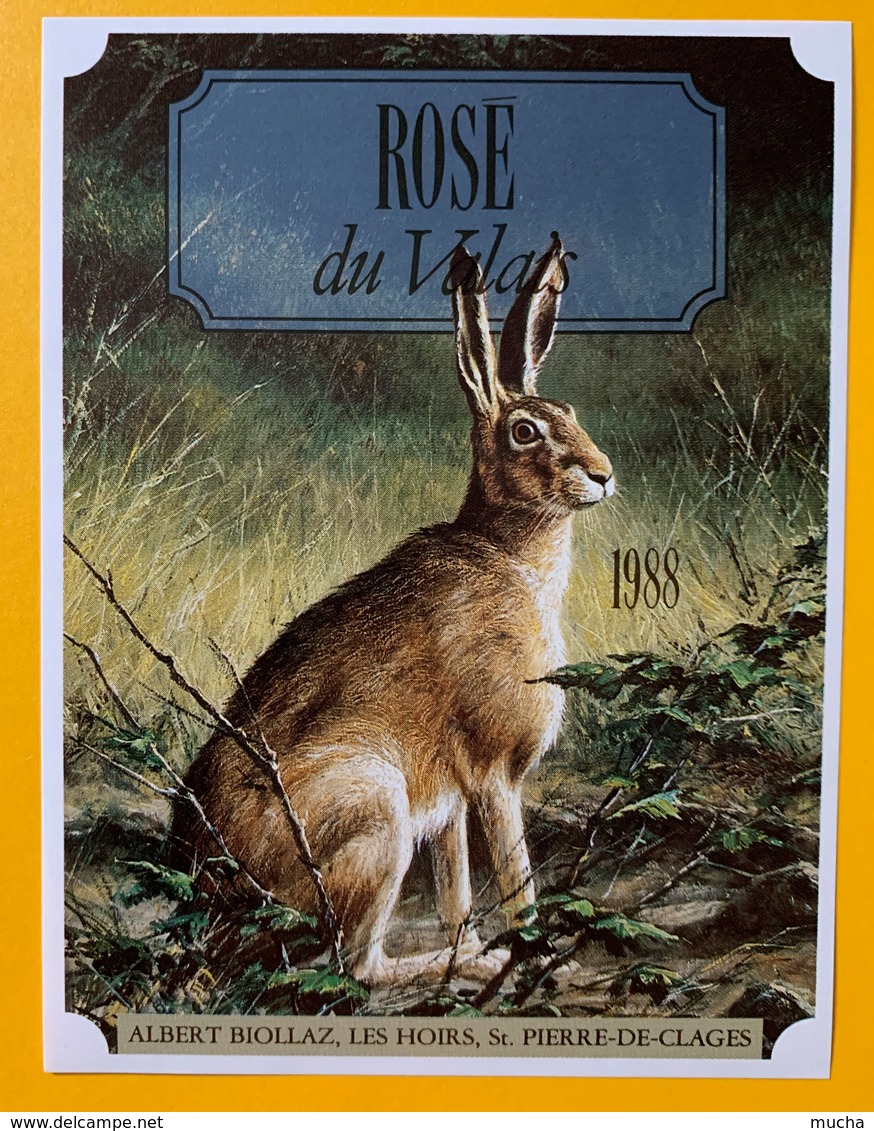 10693 - Rosé 1988 Valais Suisse Lièvre  De La Série  La Chasse Et La Vigne - Chasse