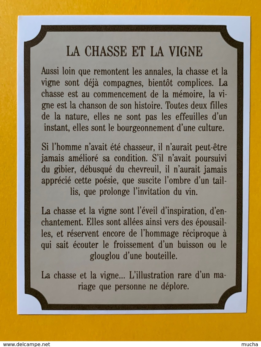 10694 - Humagne Rouge  1989 Valais Suisse Cerf  De La Série  La Chasse Et La Vigne 2 Scans - Chasse